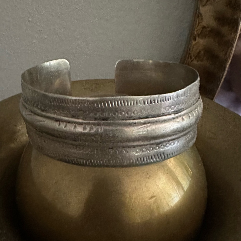 Textured Silver Cuff Bracelet
